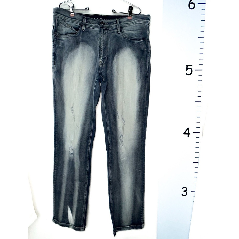 Sean‎ John Jeans Men 36 32L Blue Athlete Tapered Stretch Casual Distressed Denim
